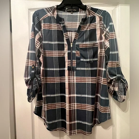 NWT Always Indigo Women’s Plaid Shirt - Picture 3 of 10
